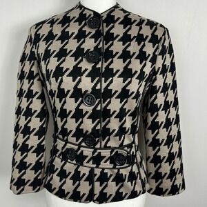 Joseph Ribkoff Canada Jacket Womens Size 4 Brown Black Button Front Belted 82480